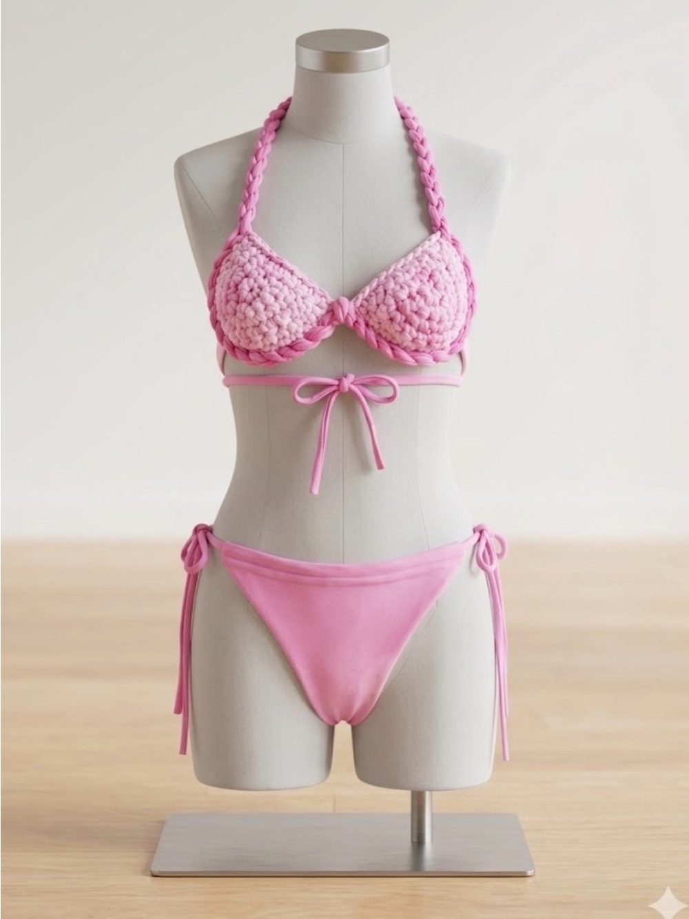 Handmade Pink Crochet Bikini Set